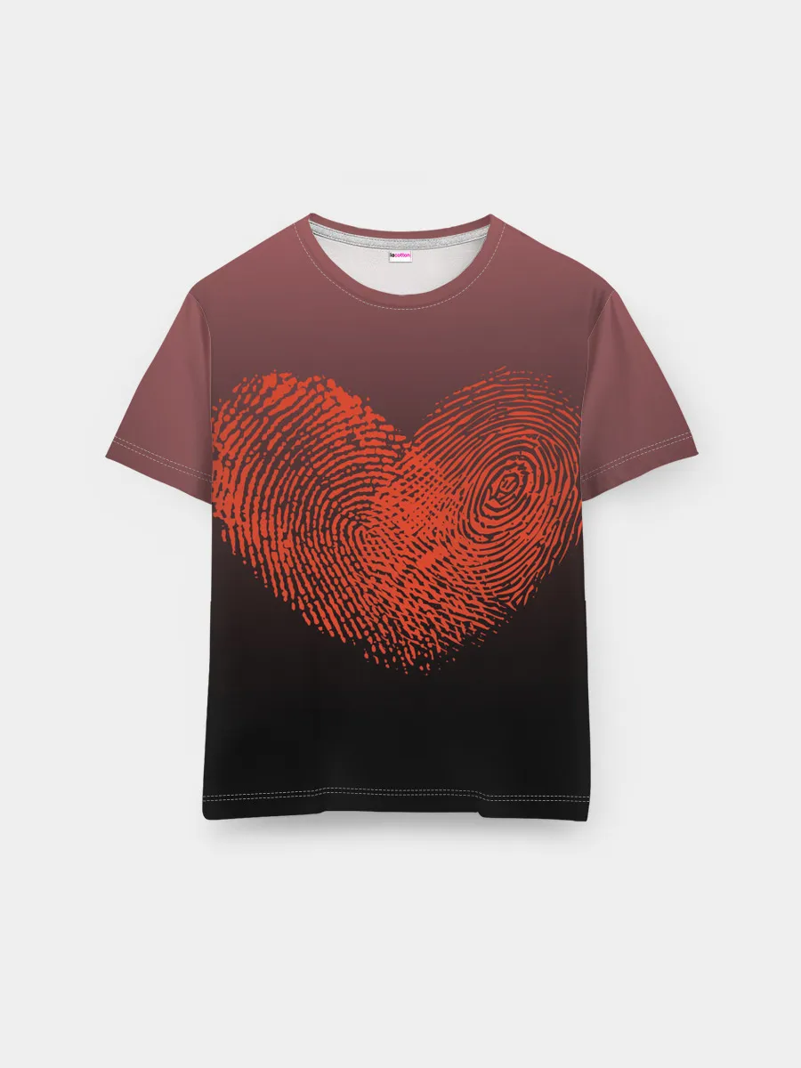 Мужская базовая футболка / Сердце из отпечатков пальцев