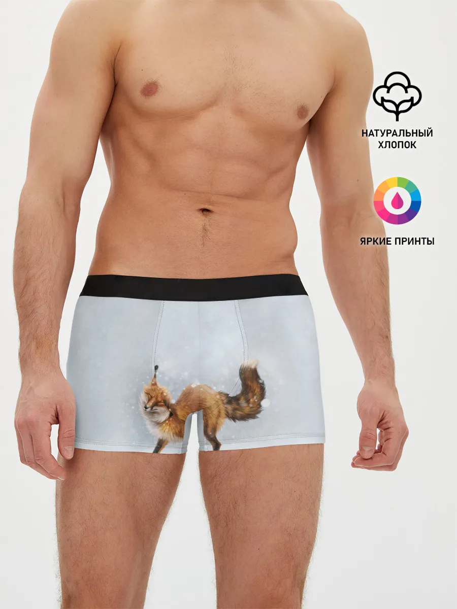 Мужские трусы боксеры / Зимняя лисичка