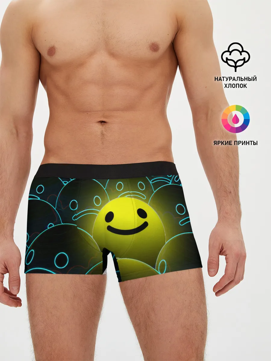 Мужские трусы боксеры / НЕОНОВЫЕ СМАЙЛЫ