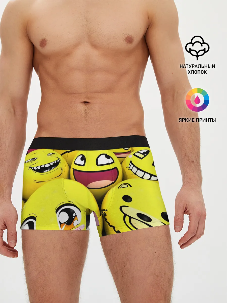 Мужские трусы боксеры / ЖЕЛТЫЕ СМАЙЛИКИ