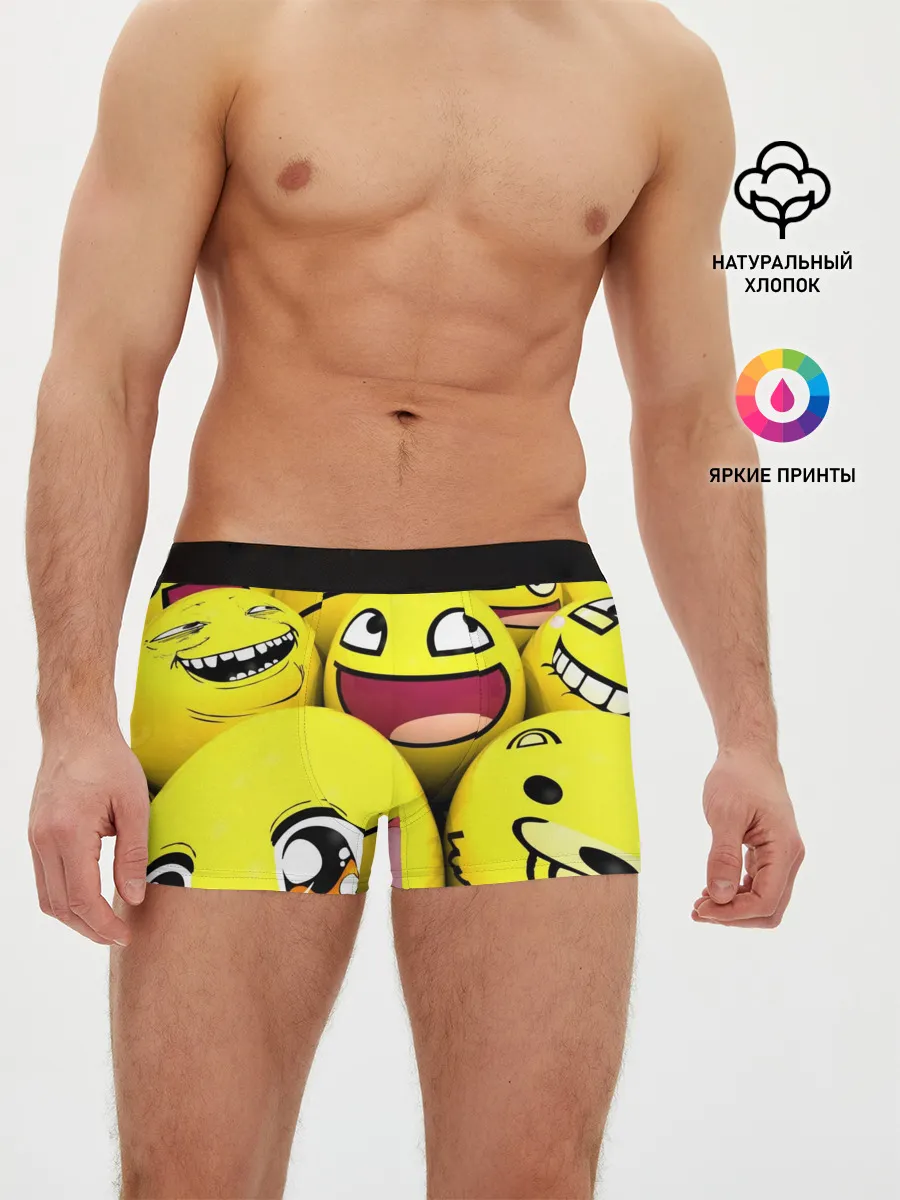 Мужские трусы боксеры / ЖЕЛТЫЕ СМАЙЛИКИ