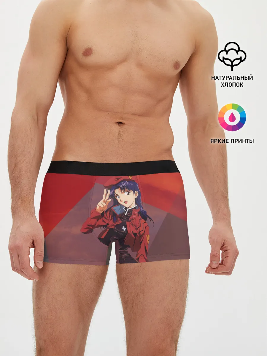 Мужские трусы боксеры / Misato Katsuragi на красном