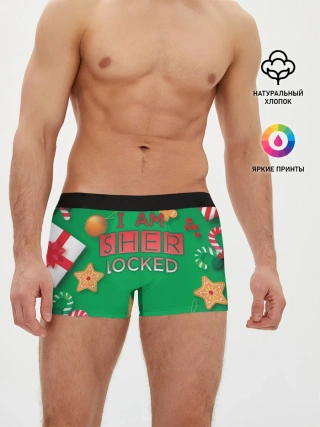 Мужские трусы боксеры / Новогодний Sherlock