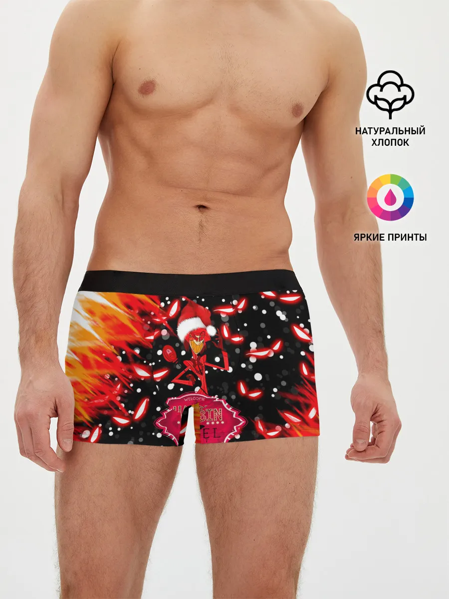 Мужские трусы боксеры / HAZBIN HOTEL НОВОГОДНИЙ.