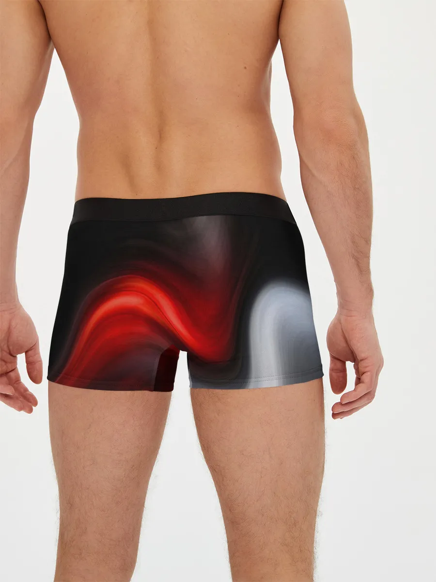 Мужские трусы боксеры / BLACK RED WAVES | АБСТРАКЦИЯ