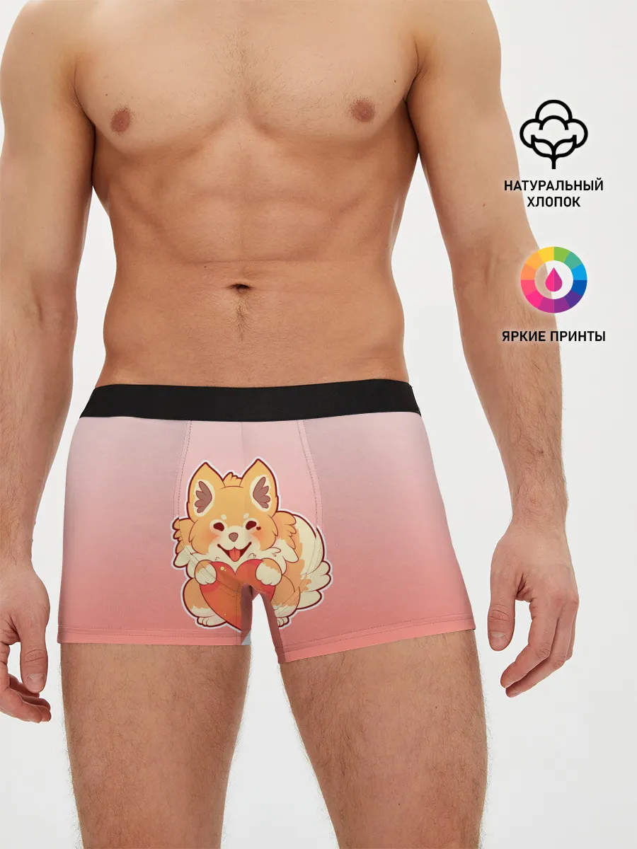 Мужские трусы боксеры / Собака корги сердечко милота