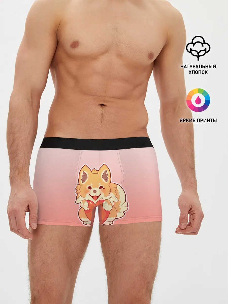 Мужские трусы боксеры / Собака корги сердечко милота