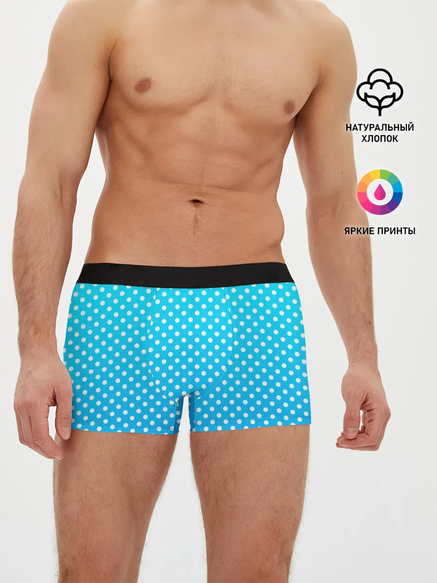 Мужские трусы боксеры / Белые кружки