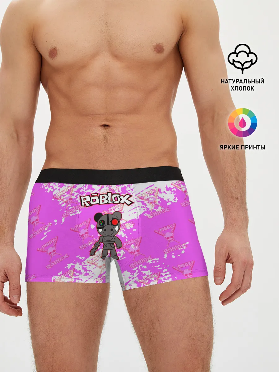 Мужские трусы боксеры / Свинка Пигги из Roblox