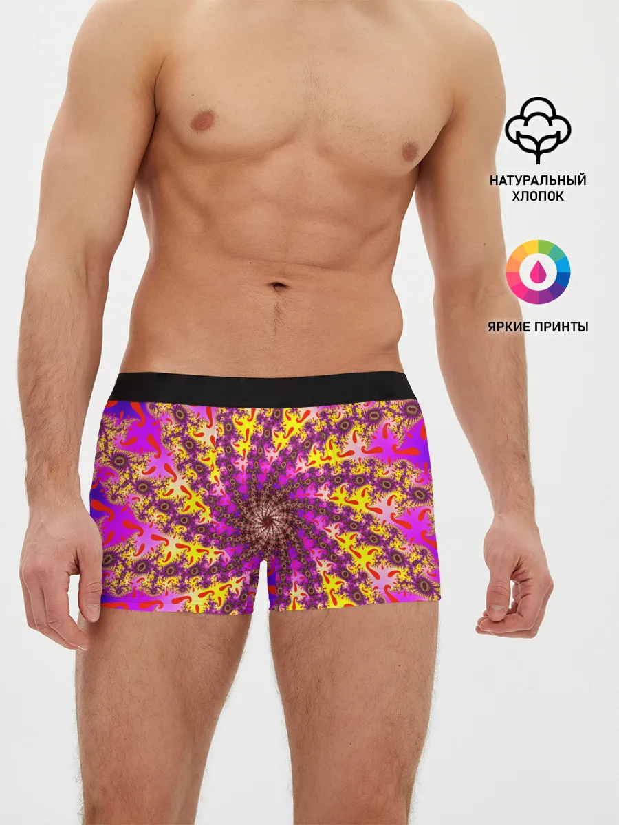 Мужские трусы боксеры / НЕОНОВЫЙ РОЗОВЫЙ ФРАКТАЛ