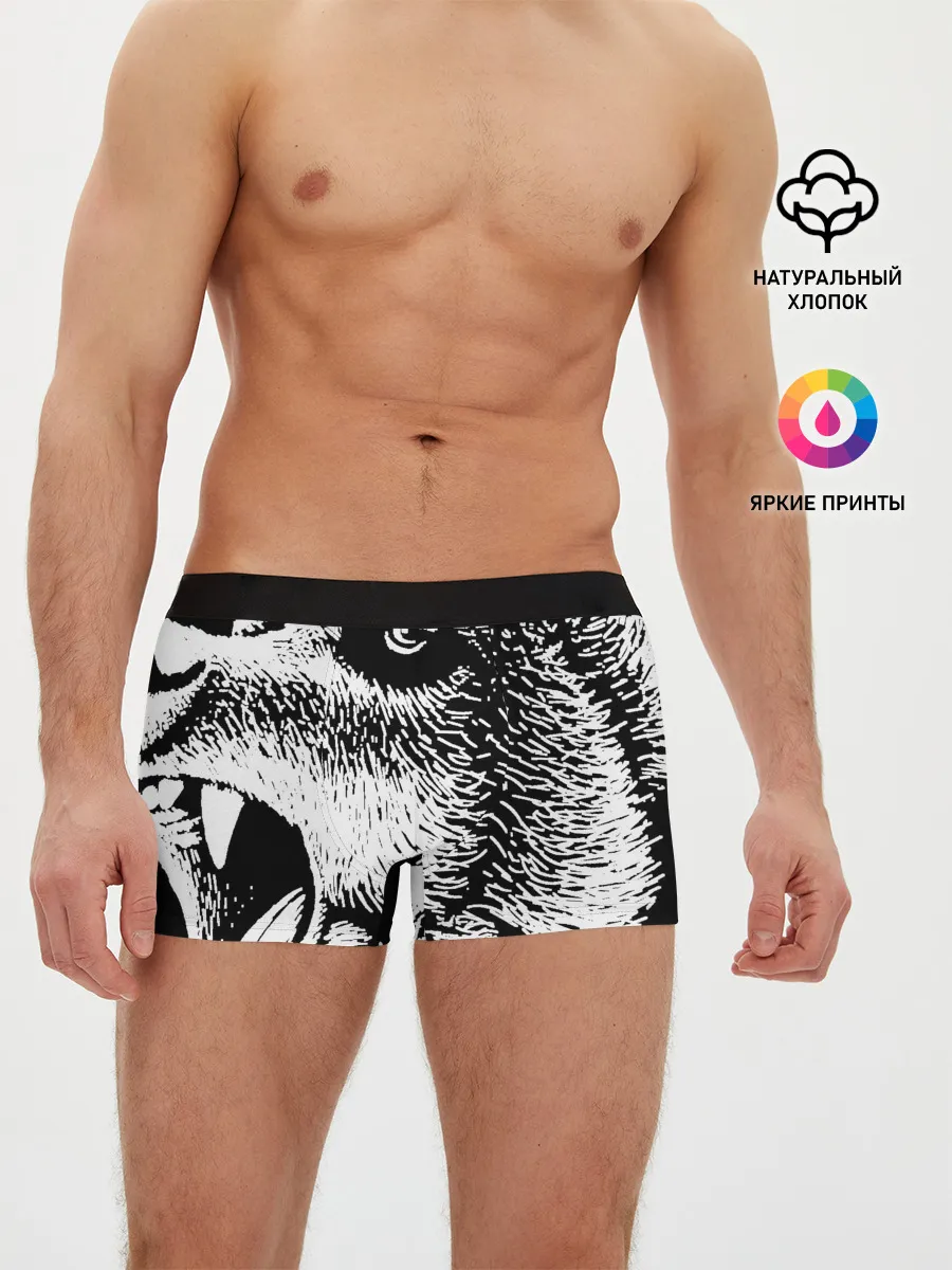 Мужские трусы боксеры / Черный медведь