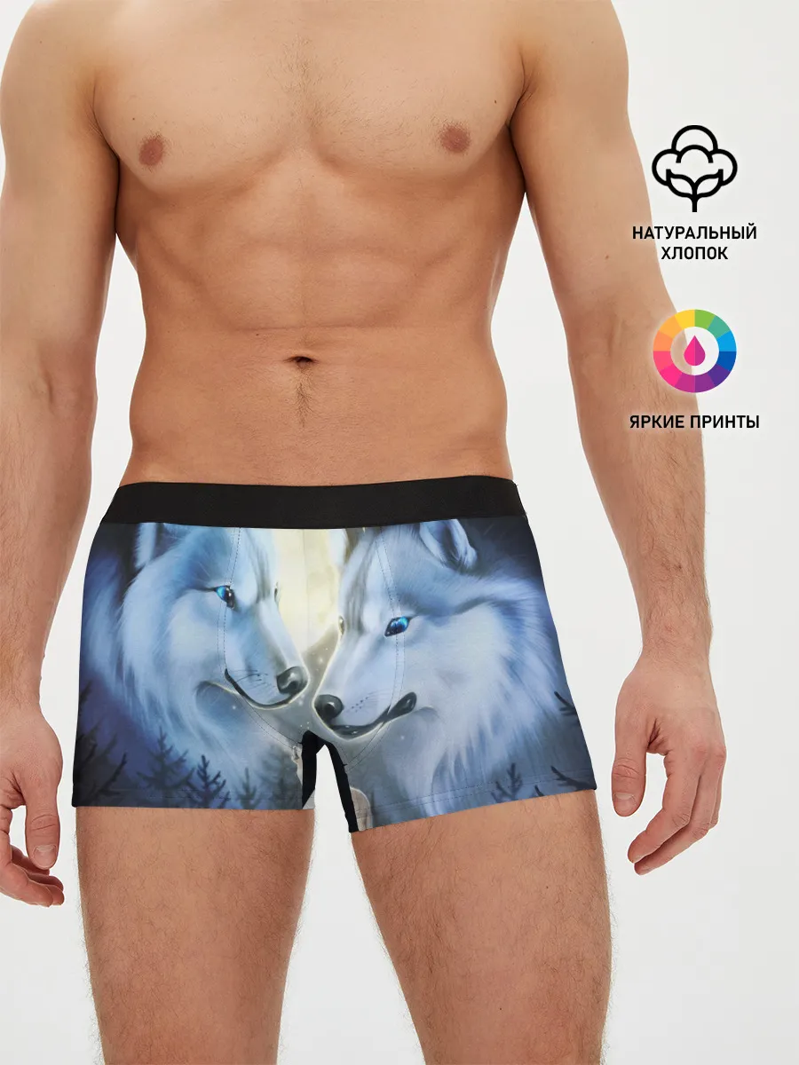 Мужские трусы боксеры / ВОЛК В НОЧИ