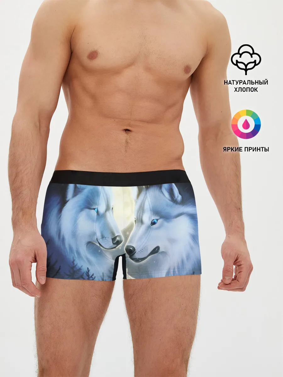 Мужские трусы боксеры / ВОЛК В НОЧИ