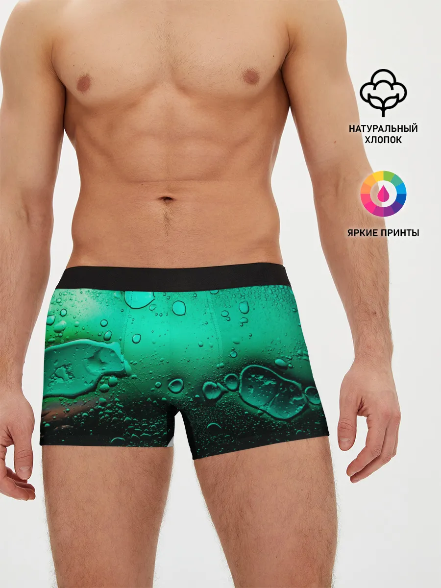 Мужские трусы боксеры / Зеленые капли клетки