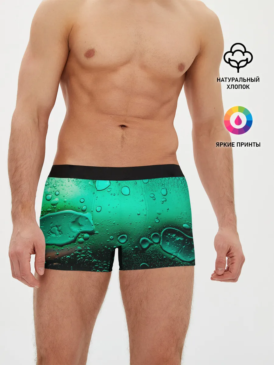 Мужские трусы боксеры / Зеленые капли клетки
