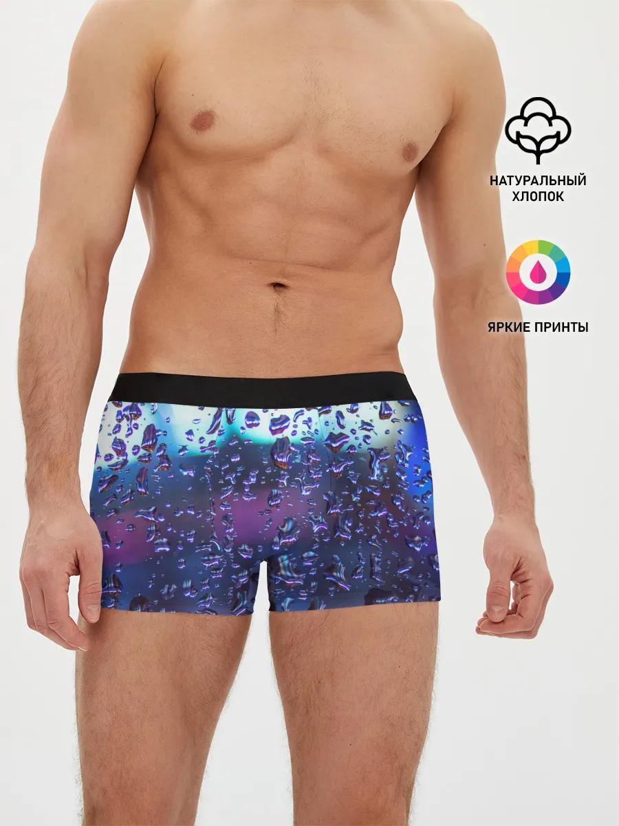 Мужские трусы боксеры / Капли на стекле макро