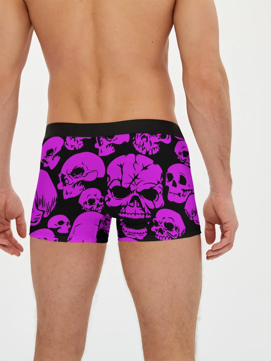 Мужские трусы боксеры / KILLA фиолетовые черепа