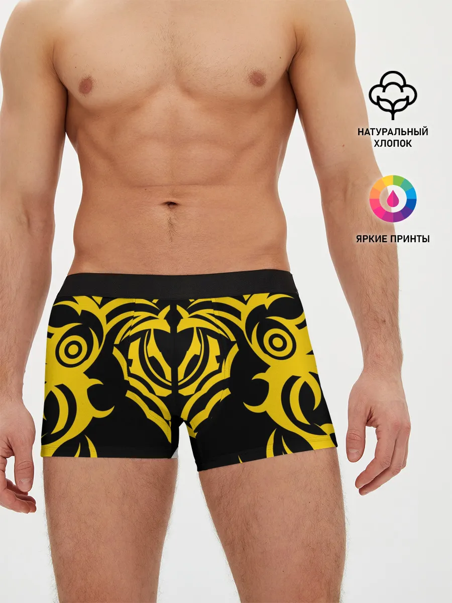 Мужские трусы боксеры / Узор жёлтый