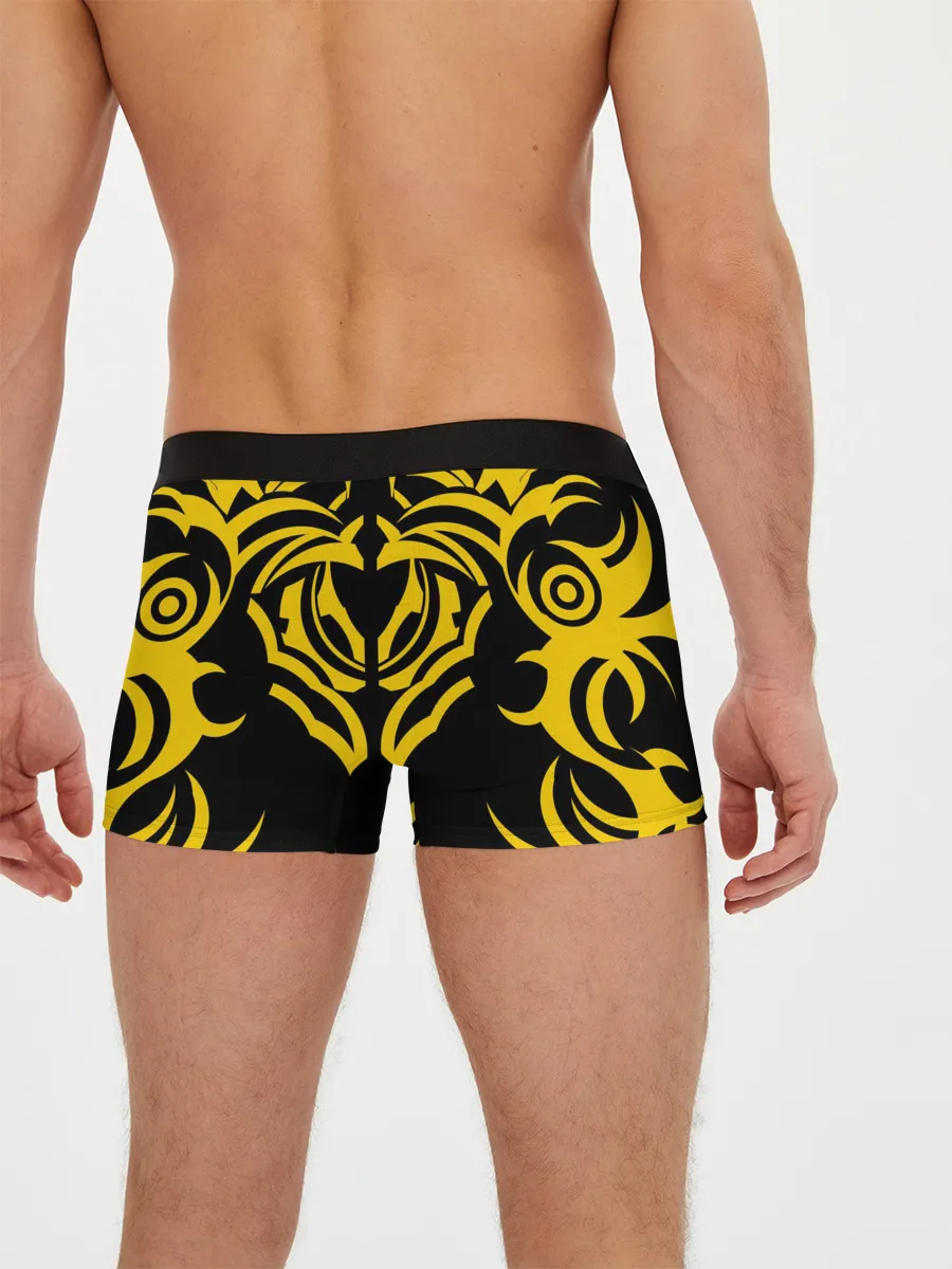 Мужские трусы боксеры / Узор жёлтый
