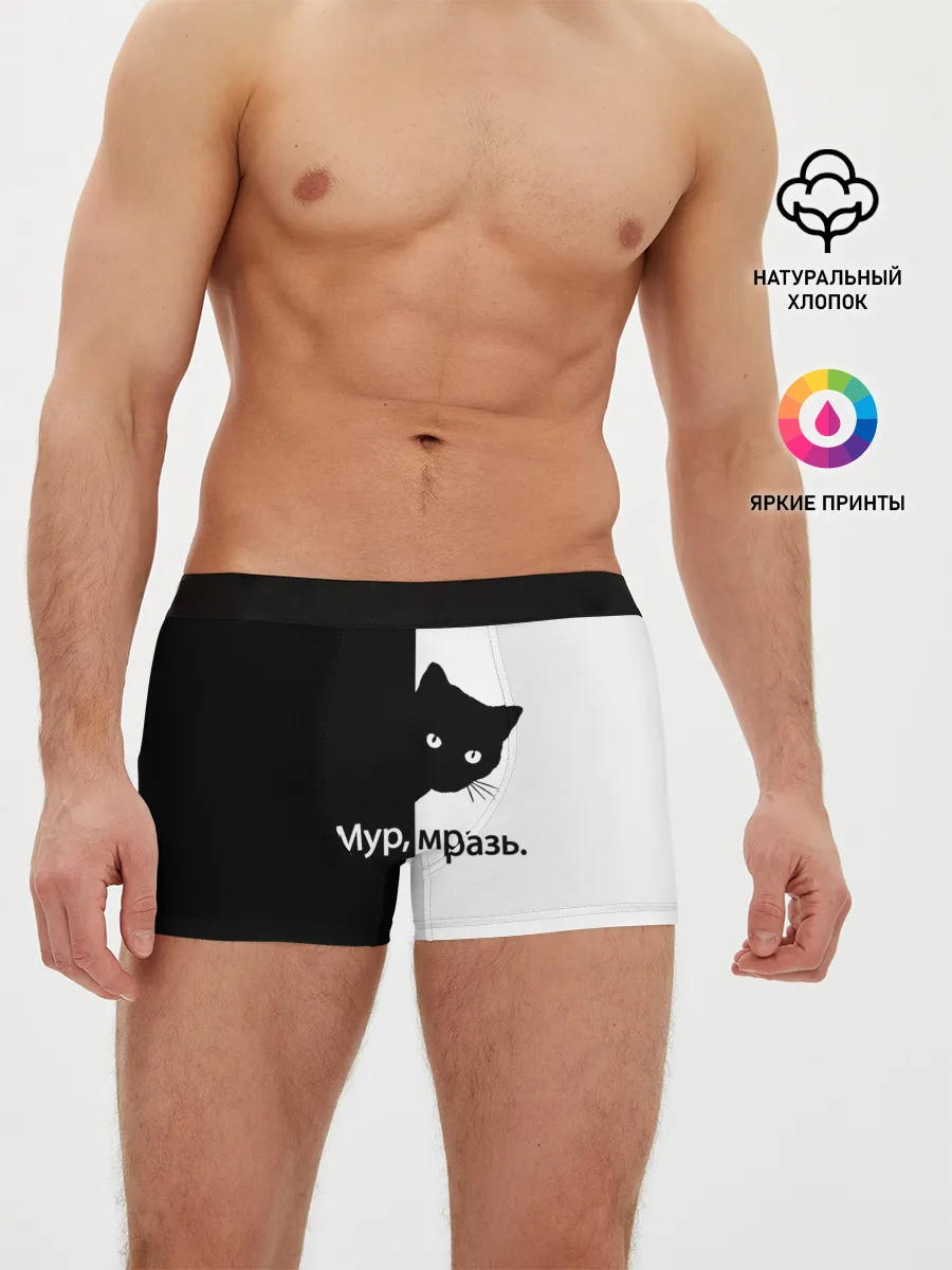 Мужские трусы боксеры / Черный кот