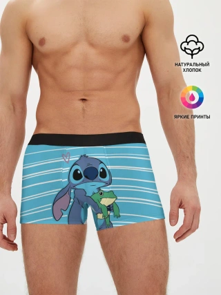 Мужские трусы боксеры / Стич с лягушкой