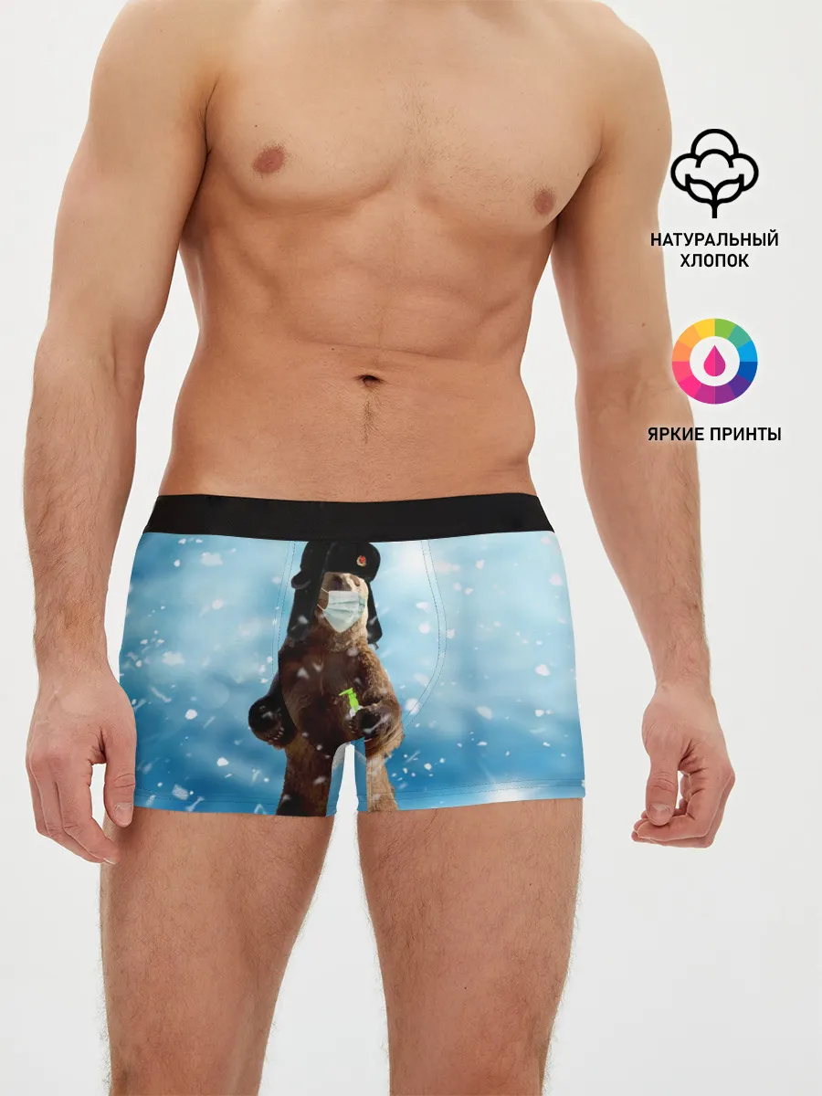 Мужские трусы боксеры / Зимний мишка в реалиях 2020 г.