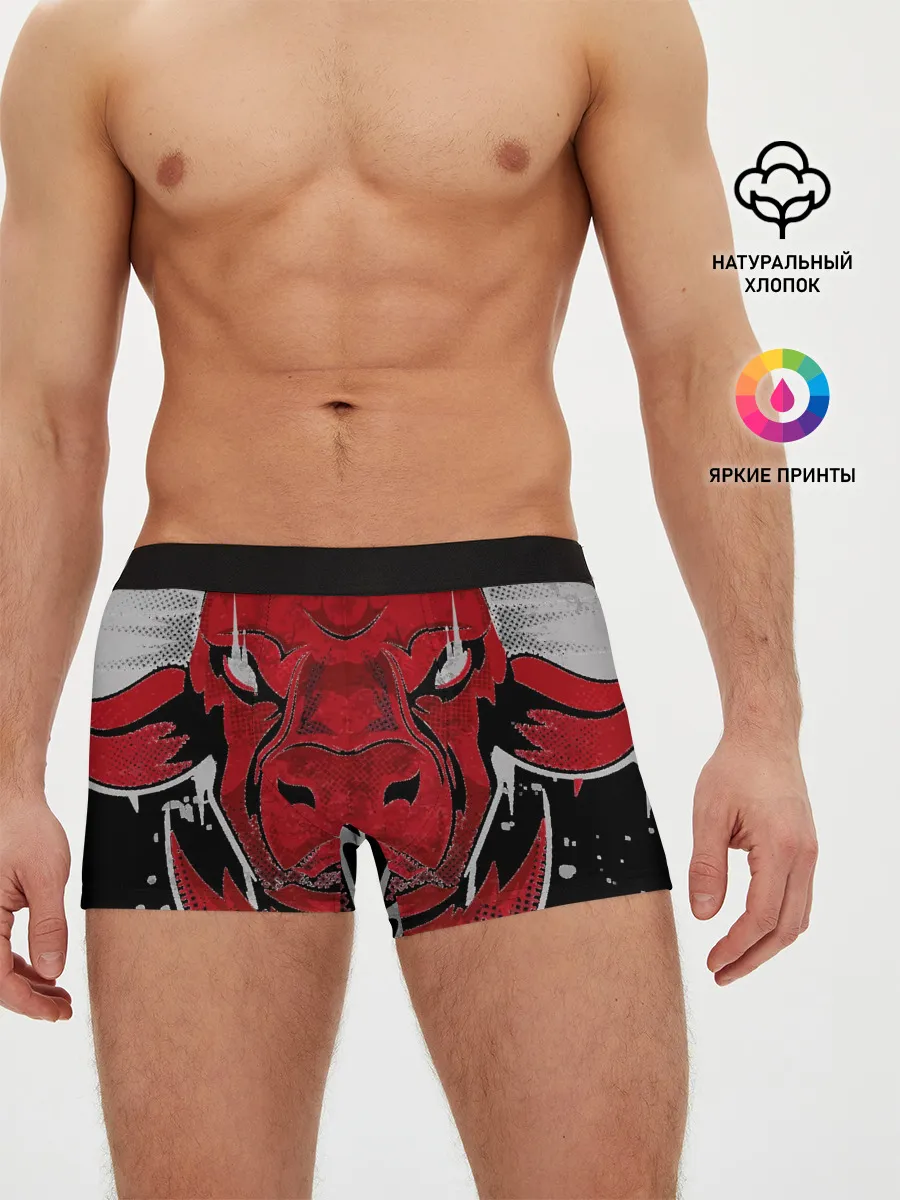 Мужские трусы боксеры / Красный бык
