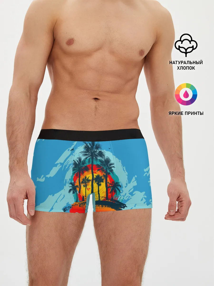 Мужские трусы боксеры / Море. Пальмы. Песок