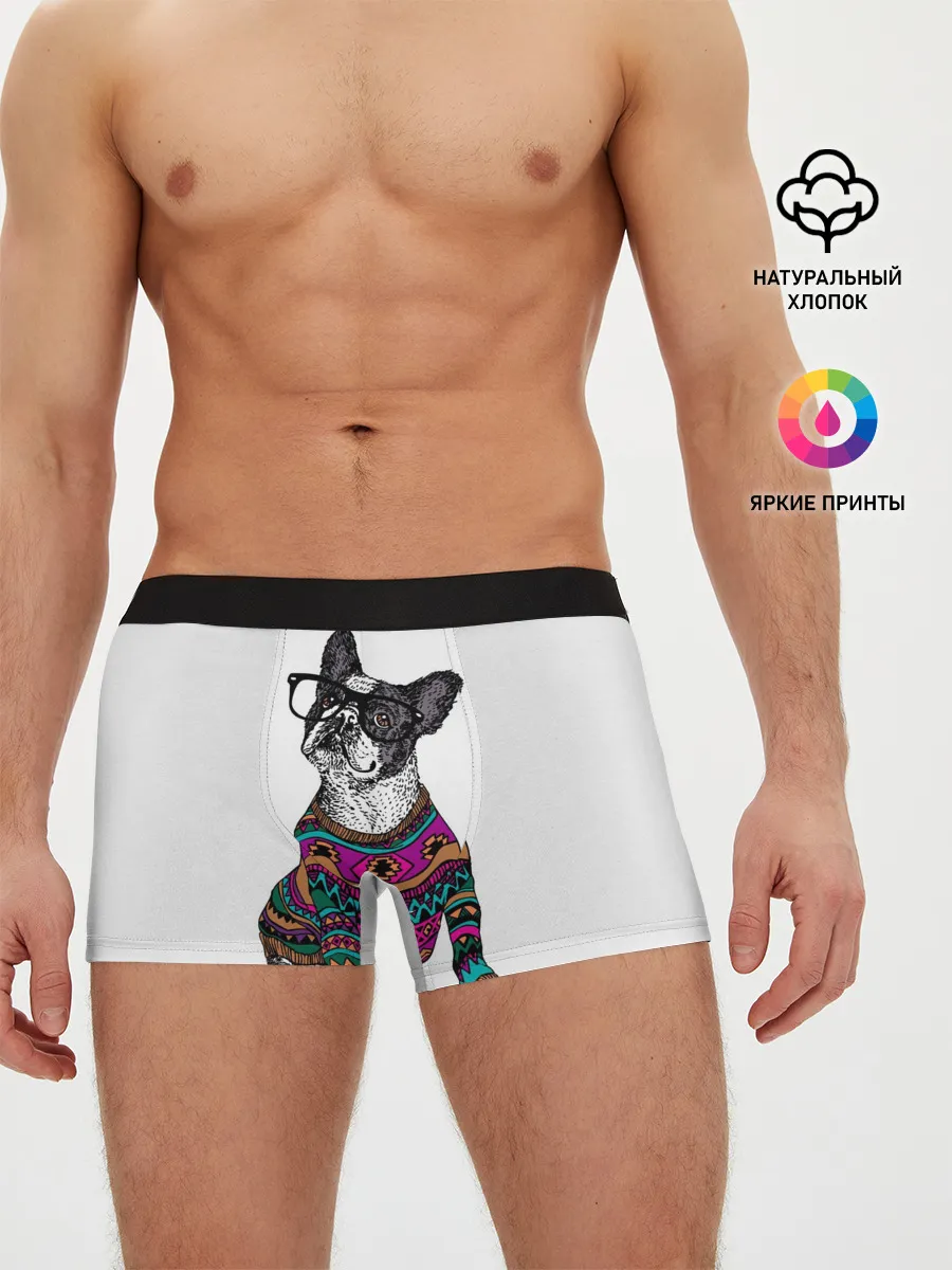 Мужские трусы боксеры / Мопс Хипстер