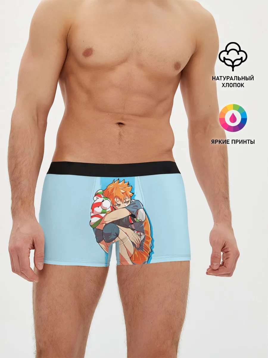 Мужские трусы боксеры / Хината на синем фоне