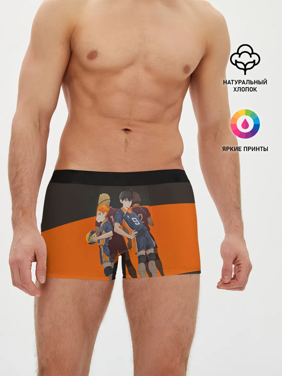 Мужские трусы боксеры / Karasuno оранжевая полоса