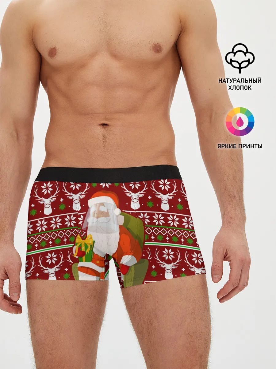 Мужские трусы боксеры / Санта с защитным экраном