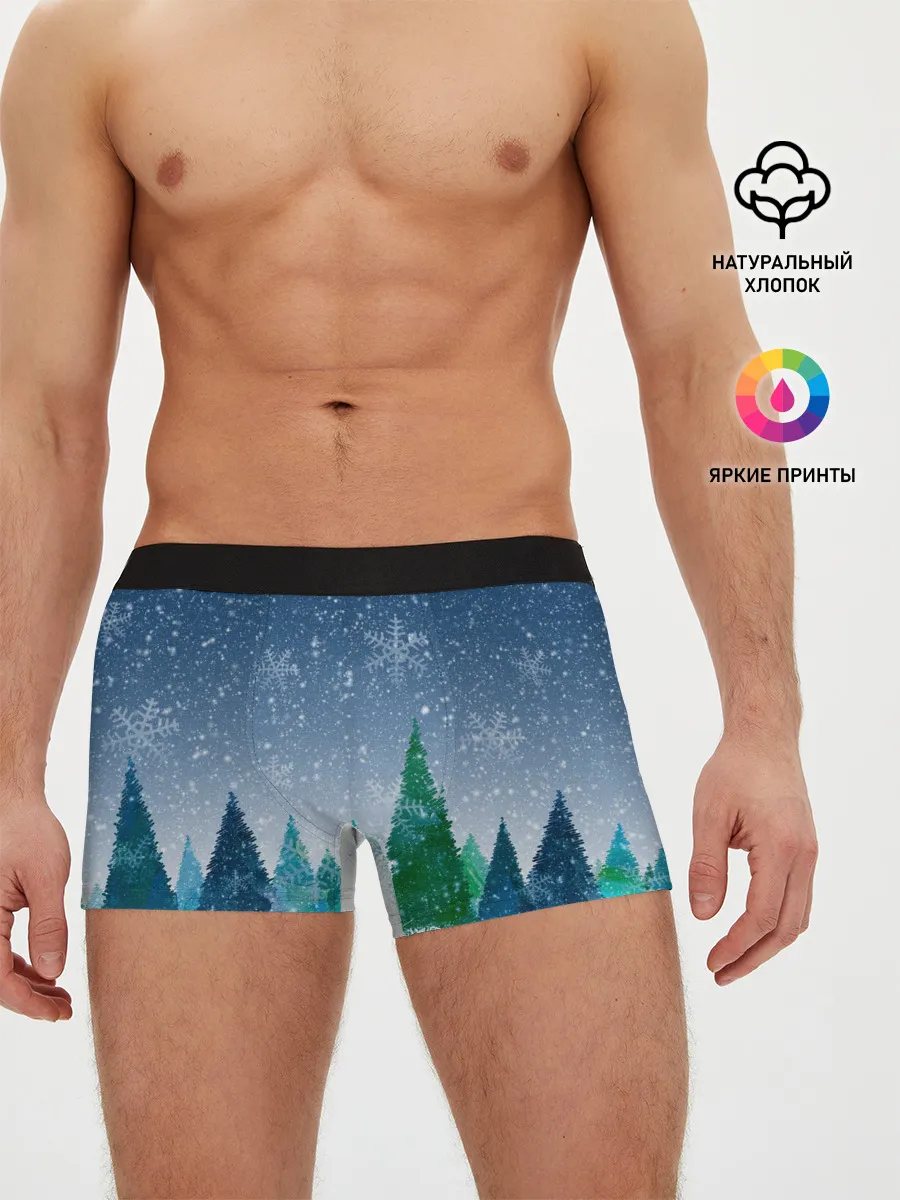 Мужские трусы боксеры / Снежинки в лесу