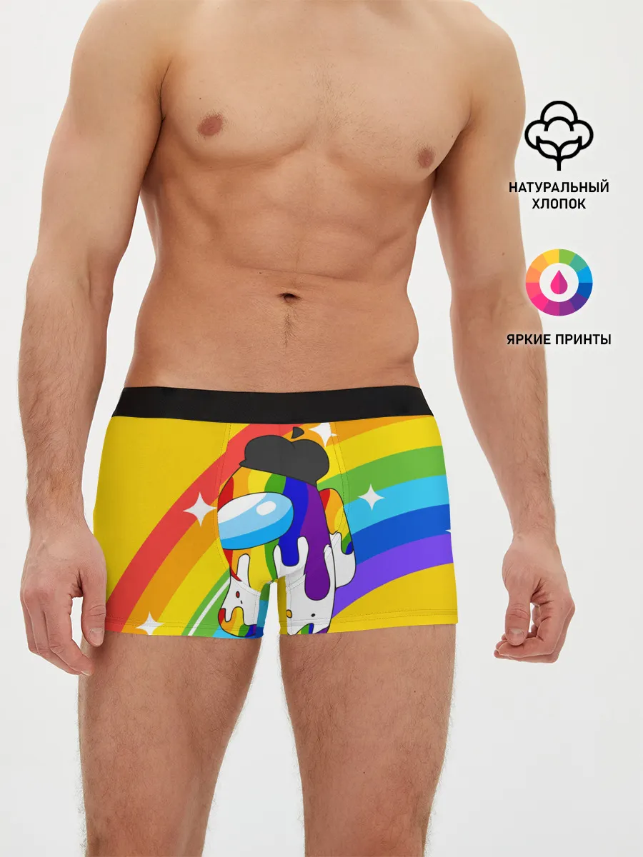 Мужские трусы боксеры / AMONG US - Радужный
