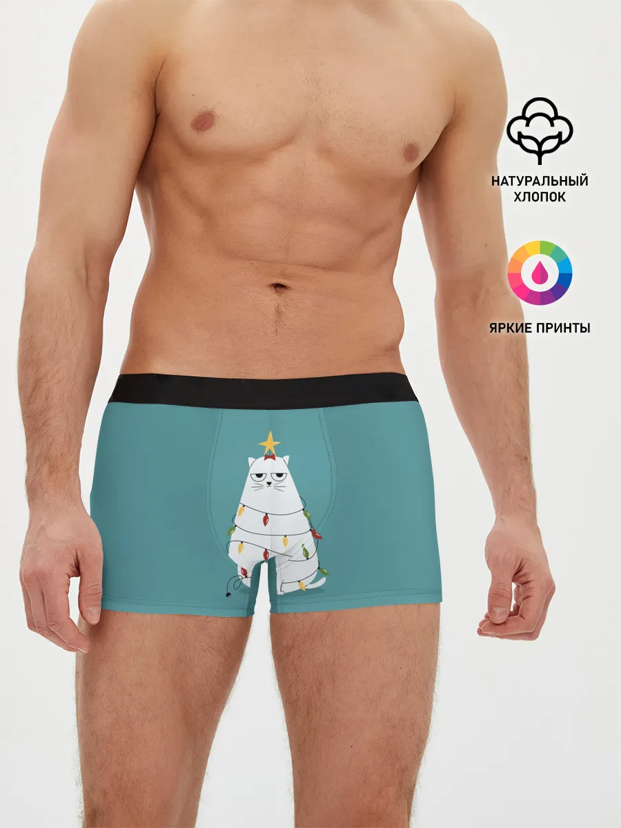 Мужские трусы боксеры / Кото-ёлка