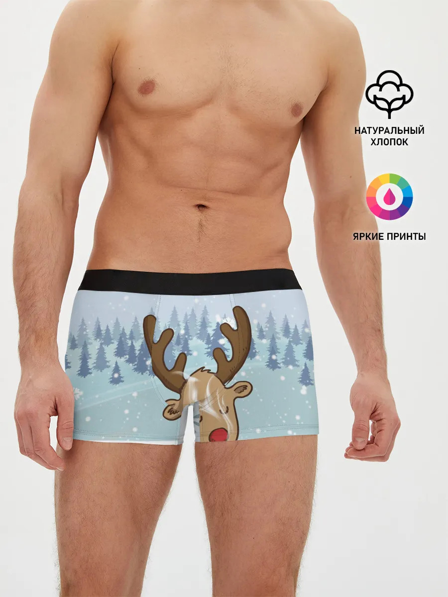 Мужские трусы боксеры / Олень с кружкой