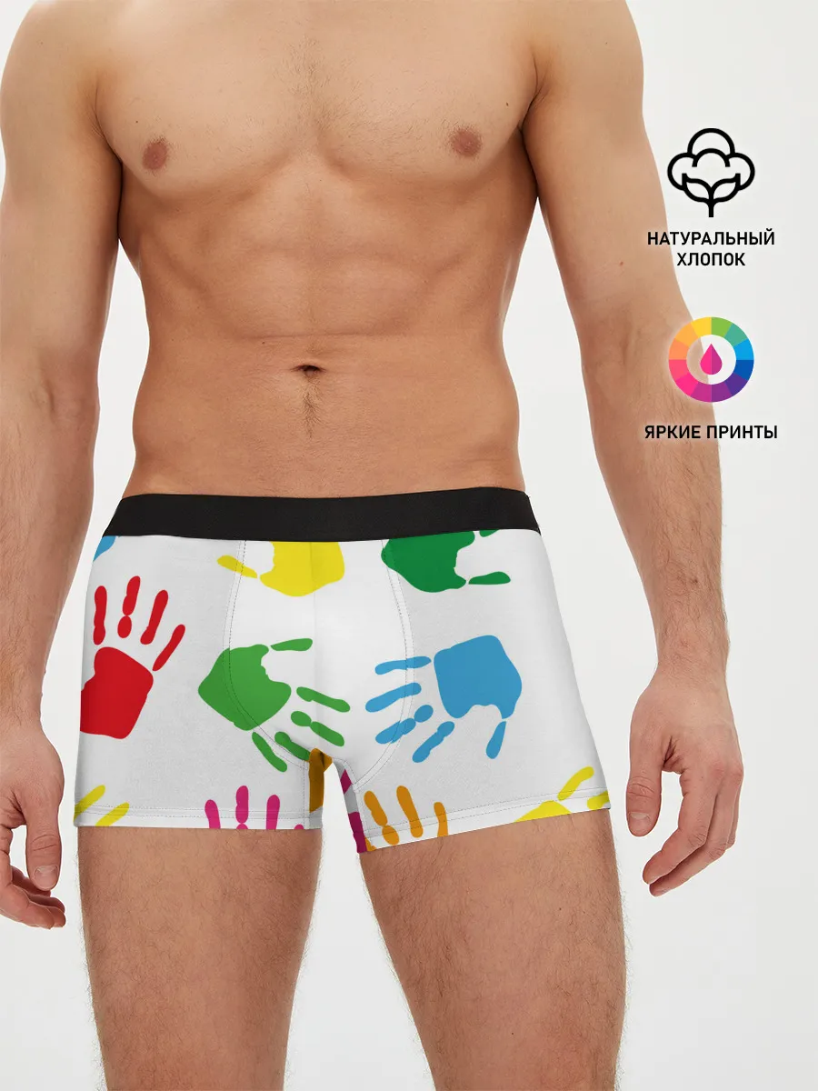 Мужские трусы боксеры / Цветные ладошки - Детский узор