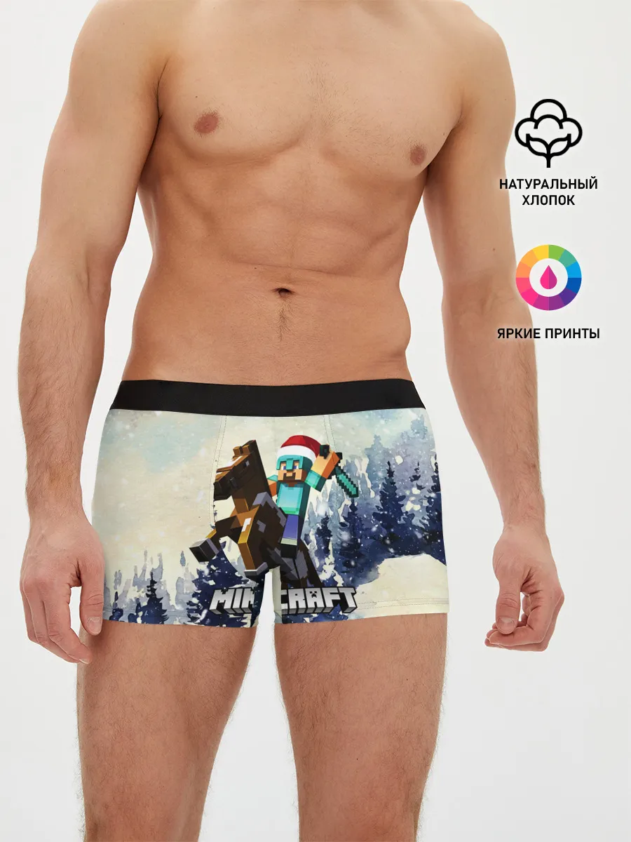 Мужские трусы боксеры / Зимний Майнкрафт