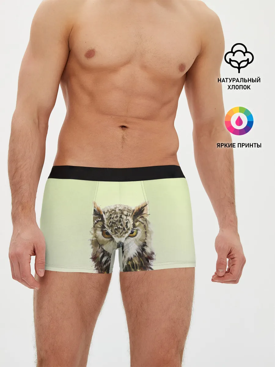 Мужские трусы боксеры / арт сова яркая