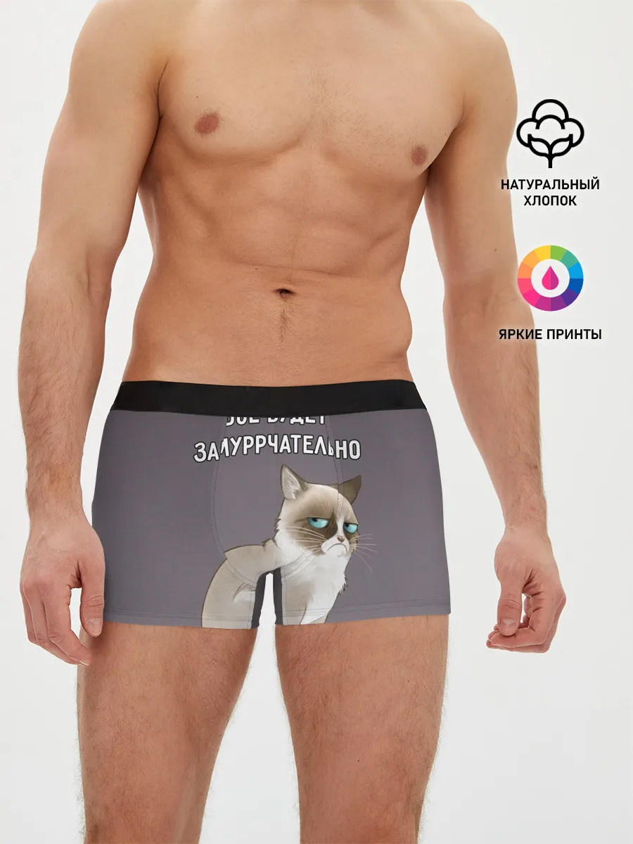 Мужские трусы боксеры / Грустный кот