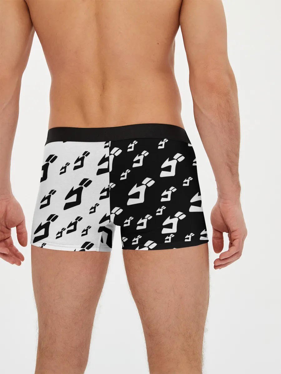 Мужские трусы боксеры / Паттерн ДжоДжо черно-белый