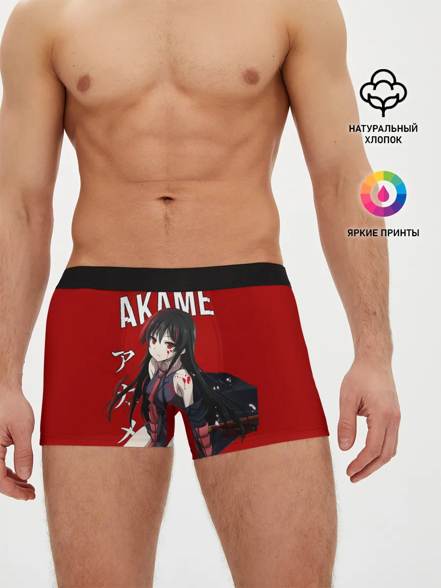 Мужские трусы боксеры / Убийца Акаме на красном фоне