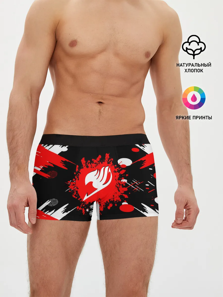 Мужские трусы боксеры / Хвост Феи красно-черная геометрия