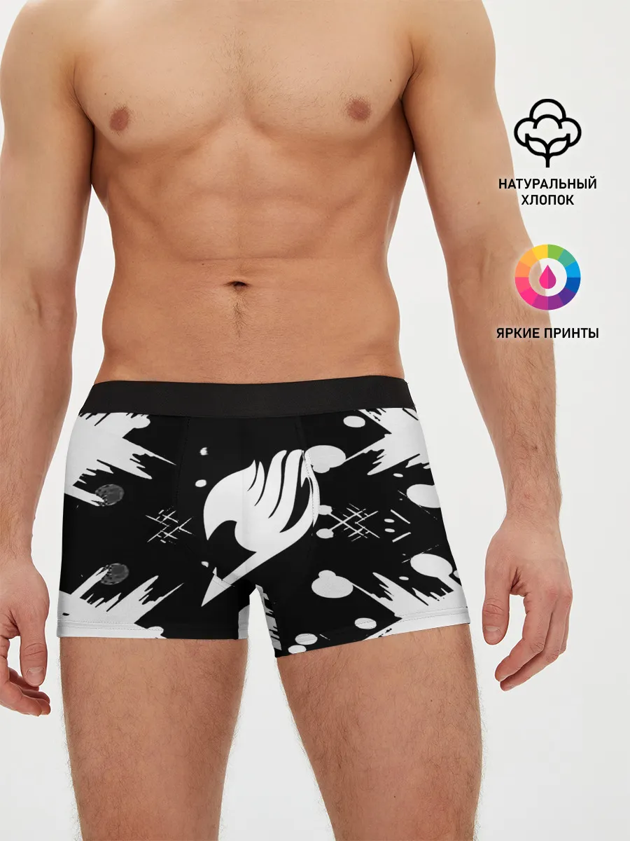 Мужские трусы боксеры / Хвост Феи геометрия в чб