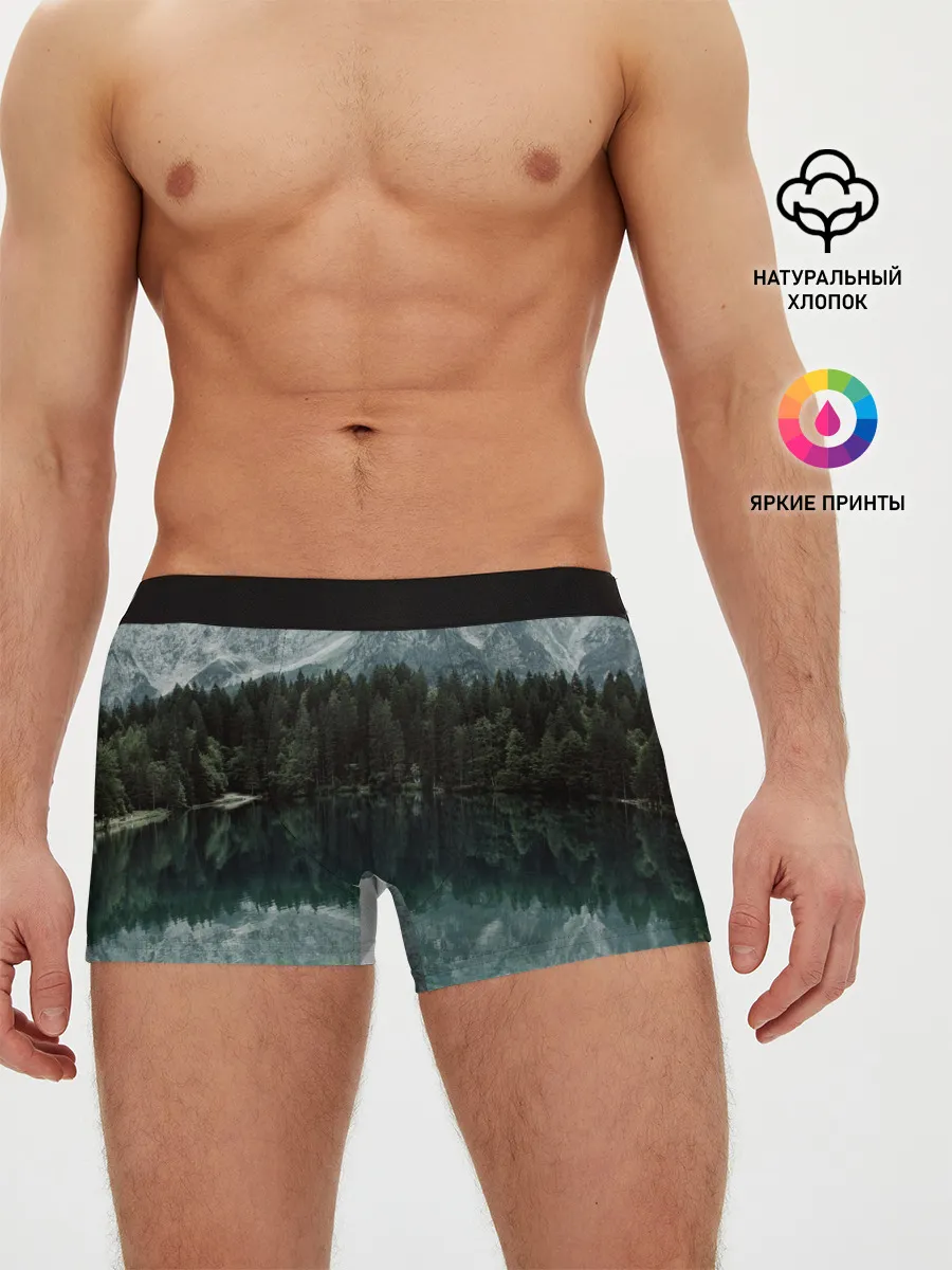 Мужские трусы боксеры / отражение горы в озере