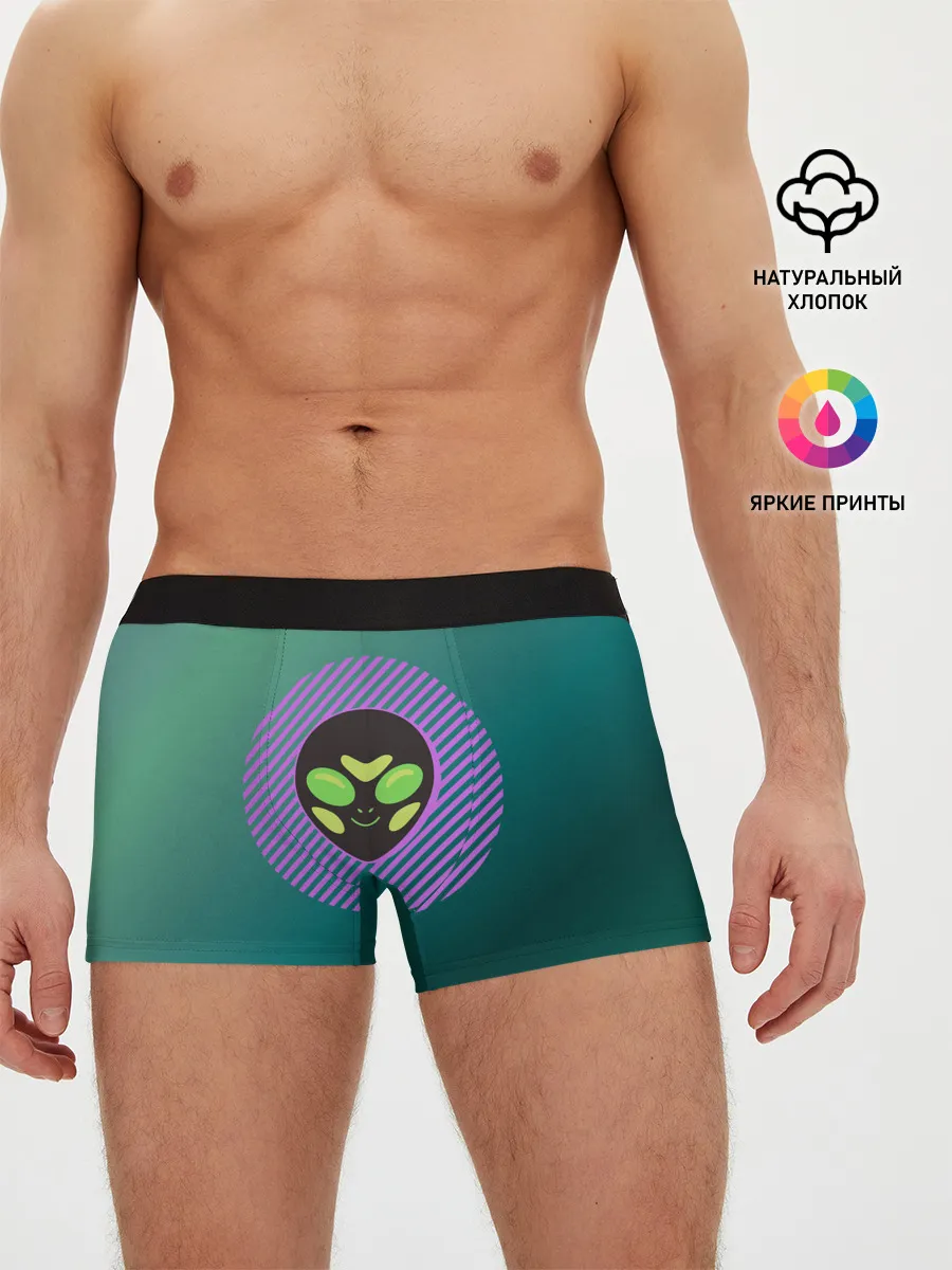 Мужские трусы боксеры / Инопланетяша на зеленом фоне