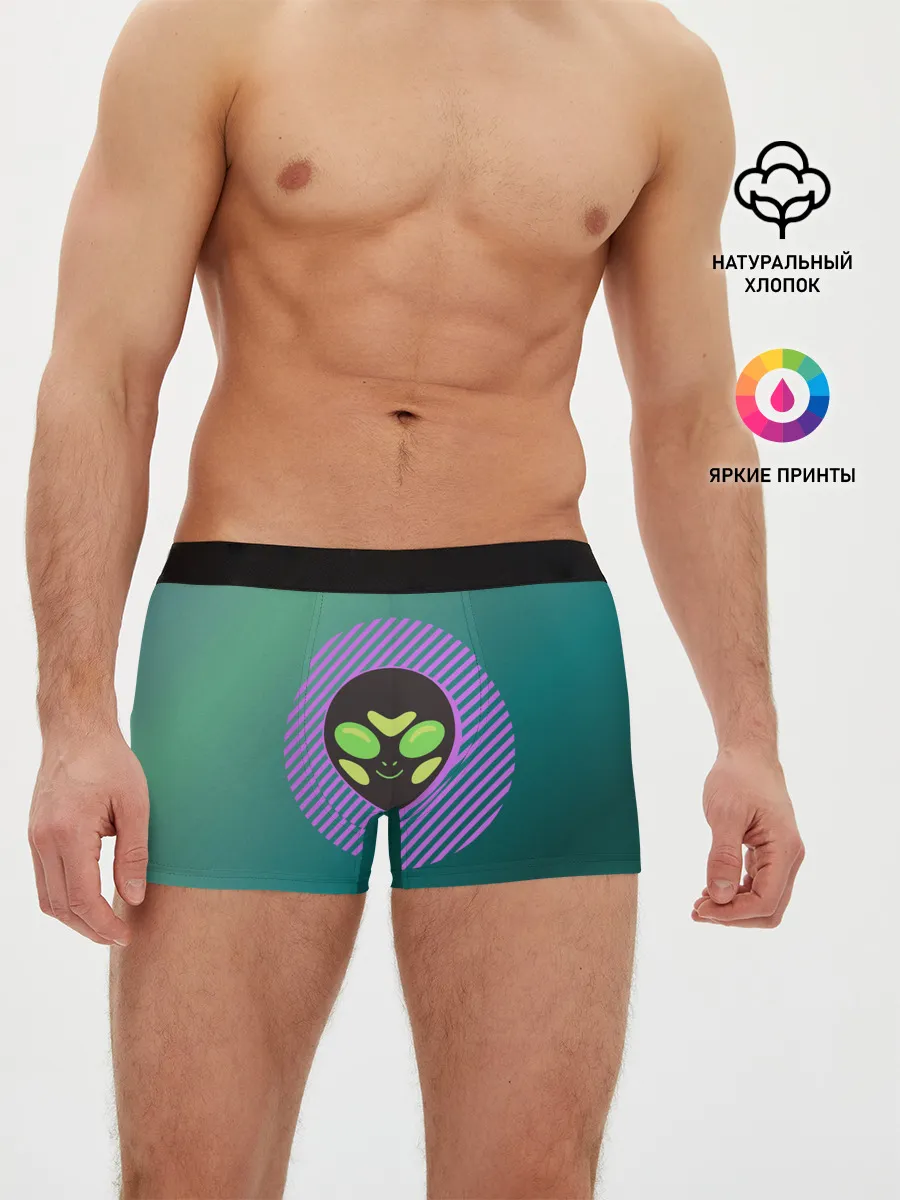 Мужские трусы боксеры / Инопланетяша на зеленом фоне