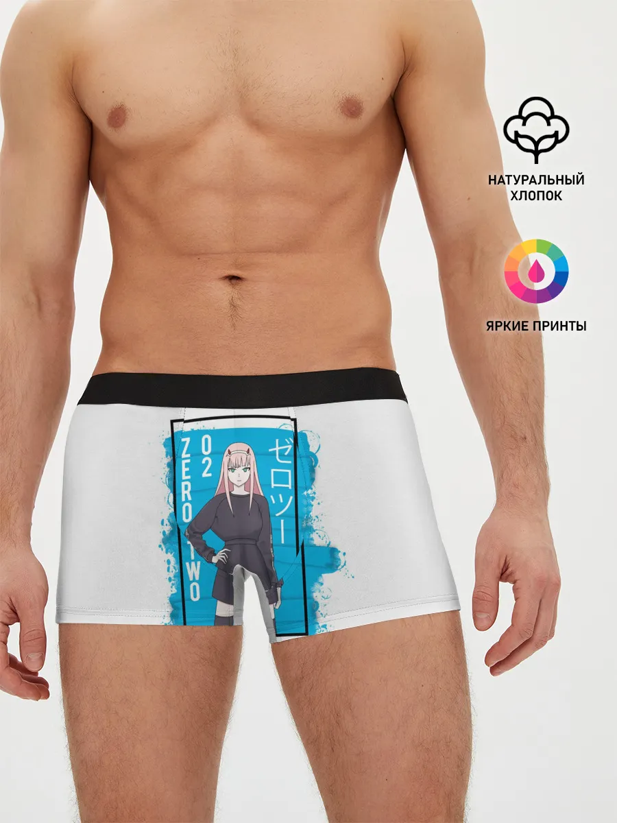 Мужские трусы боксеры / Zero Two blue back