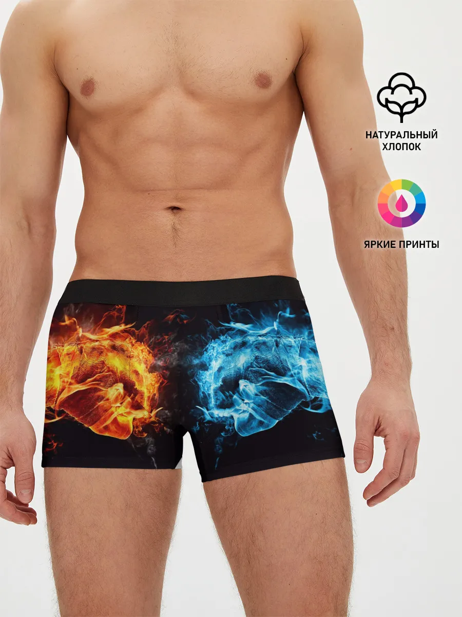 Мужские трусы боксеры / Абстракция,Инь-Ян,Огонь,Вода