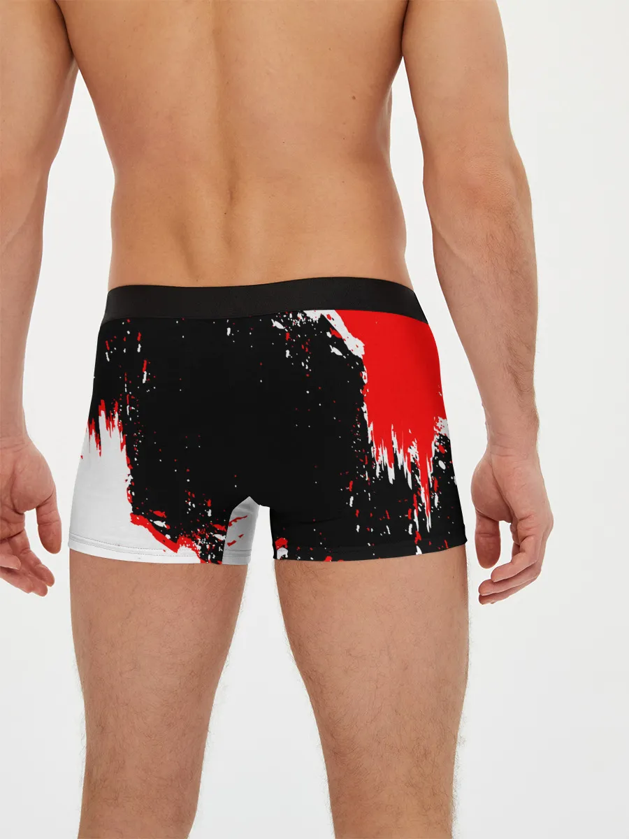 Мужские трусы боксеры / Черный Клевер с ярким красным куском